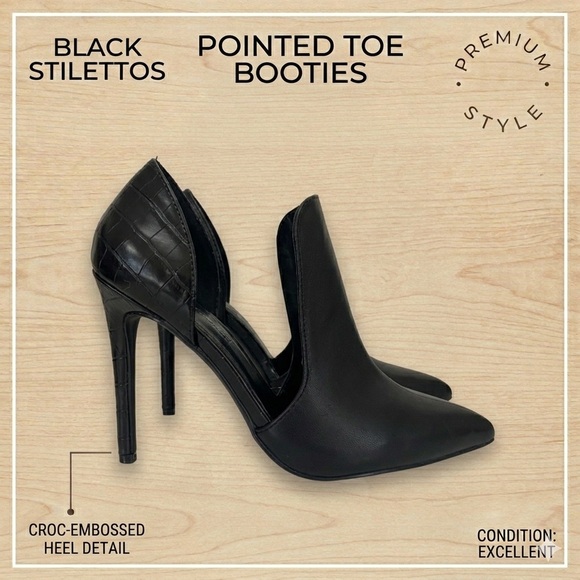 Steve Madden Darla Black Leather D'Orsay Pointed Toe Pumps Size 7.5 - Picture 2 of 9